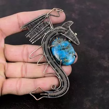Неоновый Апатит Кулон Медная Проволока Кулон Ручной Работы Медные Ювелирные Изделия Кулон Дракон Оригинальные Ювелирные Изделия Из Драгоценных Камней Подарки на Годовщину