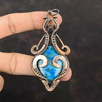 Неоновый Апатит Кулон Медная Проволока Обернутый Кулон Медные Ювелирные Изделия Ручной Работы Уникальный Стиль Кулон Ювелирные Изделия Из Драгоценного Камня Подарок Для Женщин Достойный Кулон
