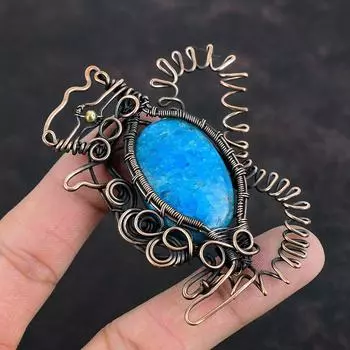 Неоновый апатитовый кулон, медная проволока, обернутая драгоценными камнями, подвеска в виде кролика, медная подвеска, ювелирные изделия ручной работы, проволочная обертка, подарки на помолвку