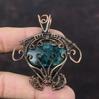 Неоновый апатитовый кулон, обернутый медной проволокой, кулон с драгоценным камнем, обернутый медной проволокой, ювелирные изделия ручной работы, кулон в виде черепахи, уникальные ювелирные изделия для подарка