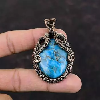 Неоновый апатитовый кулон, обернутый медной проволокой, неоновые апатитовые украшения, медные украшения ручной работы, чудесный драгоценный камень, кулон, подарок на годовщину