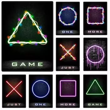 Неоновый игровой постер, украшение для игры, добавление еще одной игры, изображение с принтом, игровая комната, холст, картина, настенное искусство 21cm30cm NoFrame