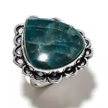 Неоновый синий апатит драгоценный камень ювелирное изделие из серебра 925 пробы размер 10.5 y1K09