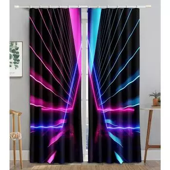 Неоновый свет 3D-печать WaveBlackout оконная штора для гостиной спальни ванной комнаты кухни двери шкафа Декор крючки W50 X H130(CM)X2&Hook