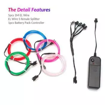 Неоновый свет, декор для танцевальной вечеринки, неоновая светодиодная лампа, гибкая EL-тросовая трубка, водонепроницаемая светодиодная лента с контроллером АА