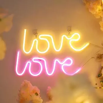 Неоновый свет Любовь Креативное признание Предложение Батарея Usb Двойное использование Стильный свет Светодиодный перекрестный декоративный ночной светильник