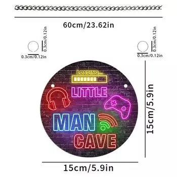 Неоновый знак «Маленький человечек», игровой деревянный дверной знак, видеоигра, настенный художественный декор, рождественский подарок на день рождения для сына As shown