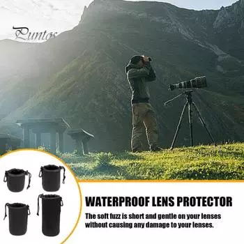 Неопреновая сумка для объектива Сумка для объектива камеры DSLR Водонепроницаемая противоударная поясная сумка Цилиндр держателя объектива с внутренней защитой от меха Сумка для хранения объектива камеры S