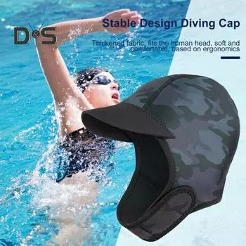 Неопреновый капюшон для дайвинга, термокапюшон для плавания с ремешком на подбородке, морозостойкая шапочка для дайвинга с аквалангом, для каякинга, сноркелинга, серфинга, плавания камуфляжный/чёрный