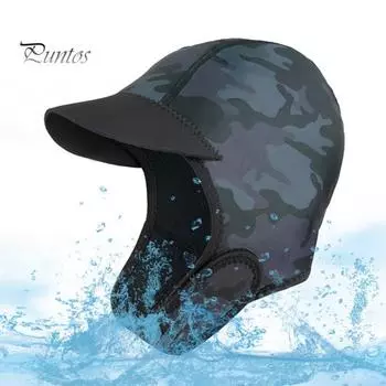 Неопреновый капюшон для дайвинга, термокапюшон для плавания с ремешком на подбородке, морозостойкая шапочка для дайвинга с аквалангом, для каякинга, сноркелинга, серфинга, плавания камуфляжный/чёрный