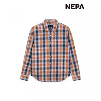 Nepa Nepa Men S Cotton Check Long Sleeve Shirt 7k11542 STEEL BLUE_L09/095