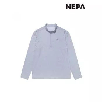 Nepa Nepa Men S MounTain Graphic Long Sleeve Zip Up T ShirT 7i15402 LIGHT GREY_191/100