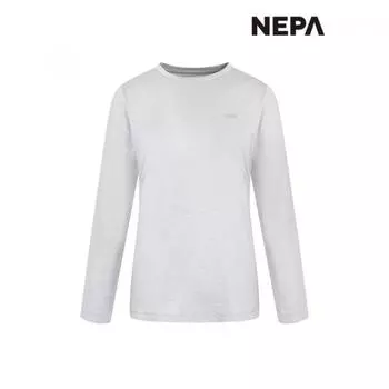 Nepa Nepa Women S MounTain Long Sleeve Round T ShirT 7j25300 LIGHT MELANGE GREY_B33/090