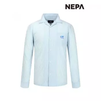 Nepa Рубашка Nepa Universal в полоску из сирсакера с длинным рукавом, свободный крой 7jd1567 PEACH BEIGE_D13/090