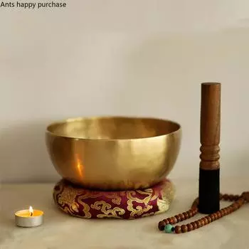 Непальская медная чаша ручной работы, поющие чаши, чаши для звуков Будды, йога, медитация, санскрит, тибетские чаши, жертвоприношения, буддийские принадлежности