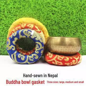 Непальская поющая чаша-подушка из хлопка ручной работы с медным колокольчиком outer diameter 8 cm