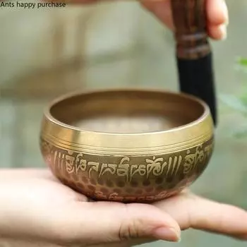 Непальская ручная работа Будда Звуковая чаша Тибетские поющие чаши Йога Медитация Музыкальный инструмент Терапия Медные чаши Тибетская чаша