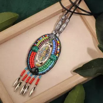 Непальские украшения в этническом стиле, кожаное ожерелье, экзотический дизайн, винтажные богемные изделия ручной работы.
