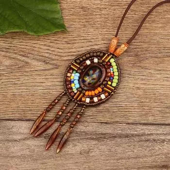 Непальские украшения в этническом стиле, кожаное ожерелье, экзотический дизайн, винтажные богемные изделия ручной работы.