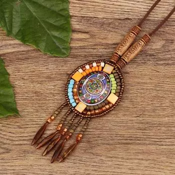 Непальские украшения в этническом стиле, кожаное ожерелье, экзотический дизайн, винтажные богемные изделия ручной работы.