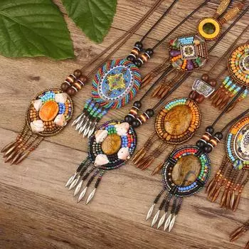 Непальские украшения в этническом стиле, кожаное ожерелье, экзотический дизайн, винтажные богемные изделия ручной работы.
