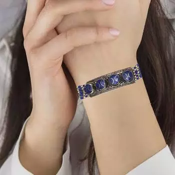 Непальский браслет ручной работы из тибетской бирюзы круглой огранки