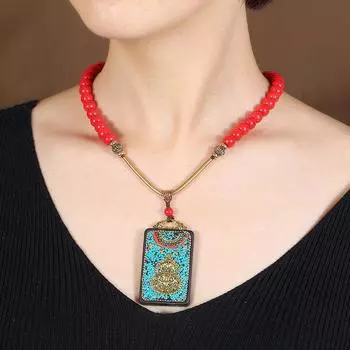 Непальский тибетский этнический стиль эбеновое ожерелье танка мужское и женское ретро простое короткое ожерелье-цепочка на ключицу амулет аксессуары