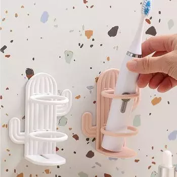 Неперфорированный держатель для зубных щеток, милый кактус, экономящий место, настенный водонепроницаемый и сливной держатель для зубных щеток белый