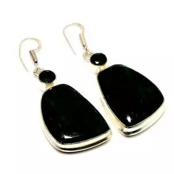 Ювелирные серьги ручной работы с нефритом, перидотом 925 пробы, посеребренные, 2,27 дюйма