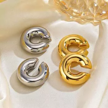 Непирсинговые металлические серьги-манжеты золотого цвета в стиле панк, массивные серьги-манжеты унисекс, эффектные толстые серьги-манжеты с хрящом, хит продаж CHINA золотой