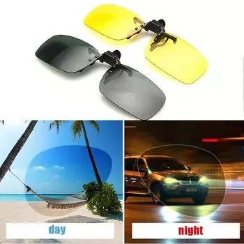 Неполяризованные 1 шт. автомобильные ночные безопасные очки для вождения, очки-клипсы для мужчин и женщин, антибликовые очки для водителя ночного видения чёрный