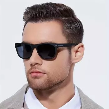 Неполяризованные 1 шт. Мужские стильные квадратные солнцезащитные очки, винтажные очки для спорта на открытом воздухе, для вождения, рыбалки и повседневного использования черный серый