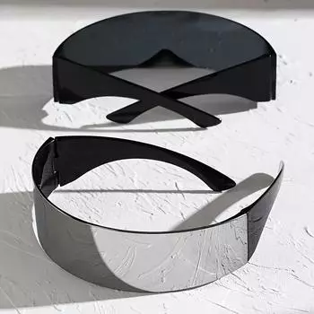 Неполяризованные 2 шт. футуристических безрамных крутых модных очков, декоративные очки Cyberpunk Y2k, подходят для мужчин и женщин, реквизит для фотосъемки,