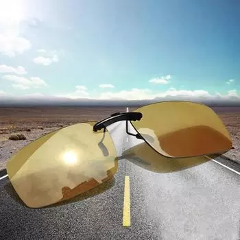 Неполяризованные безободковые мужские солнцезащитные очки Clip-on, узкие женские линзы Clip-on, антибликовые, ночное видение Clip-on