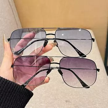 Неполяризованные большие винтажные солнцезащитные очки для мужчин и женщин, модные очки с двойным мостиком для вождения, солнцезащитные очки чёрный