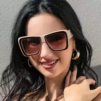 Неполяризованные большие женские квадратные солнцезащитные очки мужские роскошные прямоугольные солнцезащитные очки винтажные градиентные линзы очки брендовые женские очки чёрный