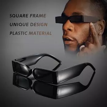 Неполяризованные модные прямоугольные солнцезащитные очки - маленькая оправа, индивидуальный дизайн для мужчин с широкими штанинами для вечеринок и уличного стиля белый