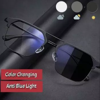 Неполяризованные мужские квадратные полуоправы фотохромные очки с двойными лучами оправы солнцезащитные очки унисекс для активного отдыха меняющие цвет очки anti blue light чёрный