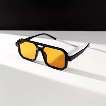 Неполяризованные мужские квадратные солнцезащитные очки с двойной перемычкой, повседневные, для повседневной носки, оправа и линзы из поликарбоната, декоративные, очки для вождения и рыбалки