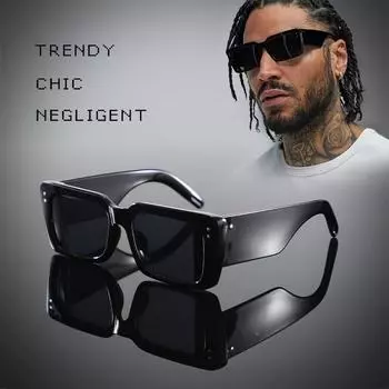 Неполяризованные мужские ретро квадратные солнцезащитные очки с заклепками, антибликовые линзы из поликарбоната для вождения и активного отдыха черный серый