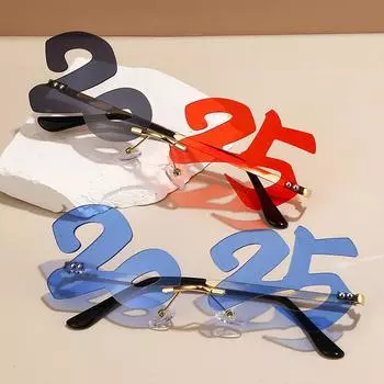 Неполяризованные новые безрамочные индивидуальные забавные солнцезащитные очки, европейский и американский тренд 2025 года, новогодние солнцезащитные очки в стиле хип-хоп