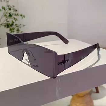 Неполяризованные плоские модные панк-солнцезащитные очки для женщин Y2K без оправы прямоугольные солнцезащитные очки для женщин и мужчин зеркальные цельные очки