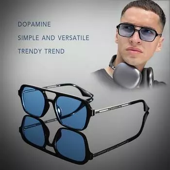 Неполяризованные повседневные мужские солнцезащитные очки в квадратной оправе с двойным лучом для бега, антибликовые полые мужские очки