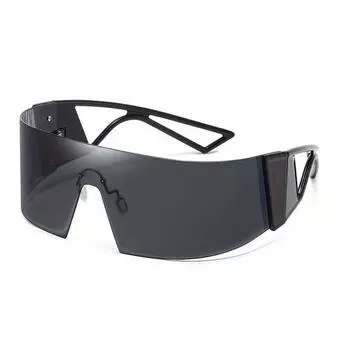 Неполяризованные солнцезащитные очки без оправы для женщин и мужчин, стильные панк-очки, очки Y2k, брендовые дизайнерские цельные оправы, повседневные стильные аксессуары чёрный