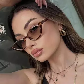 Неполяризованные солнцезащитные очки «кошачий глаз» в винтажном стиле, женские полуободковые очки в маленькой оправе, женские, индивидуальные, простые солнцезащитные очки для мужчин