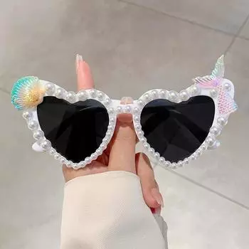 Неполяризованные солнцезащитные очки Love с инкрустацией из жемчуга, морских звезд, ракушек, модные, персонализированные и забавные солнцезащитные очки Peach Heart Beach