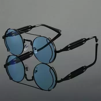 Неполяризованные солнцезащитные очки в стиле стимпанк, мужские круглые красные линзы, солнцезащитные очки в стиле панк, черные металлические, готические, новые товары, женские оттенки