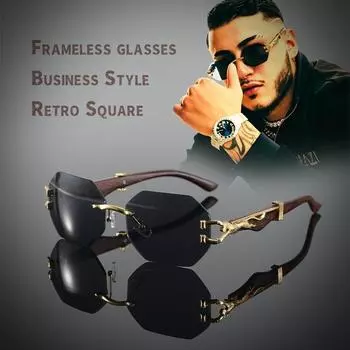 Неполяризованные винтажные классические солнцезащитные очки без оправы в полигональной металлической оправе с леопардовыми дужками для мужчин и женщин, для вечеринок на открытом воздухе, отпуска, путешествий, вождения