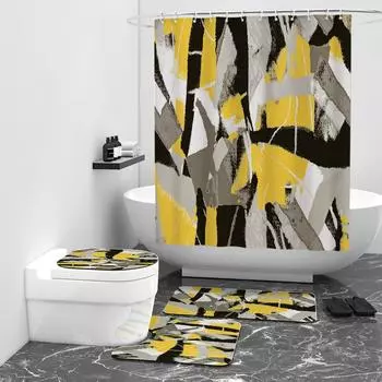 Неправильная геометрическая цифровая печать занавеска для душа ванная комната душ W90cm*L180cm