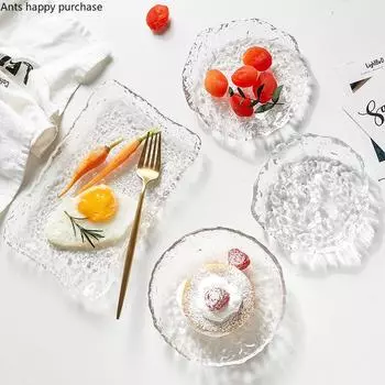 Неправильная хрустальная стеклянная тарелка Салатные тарелки Фруктовница Тарелка для димсамов Тарелки для суши Подставка под торт Чашка Блюдце Десертница
